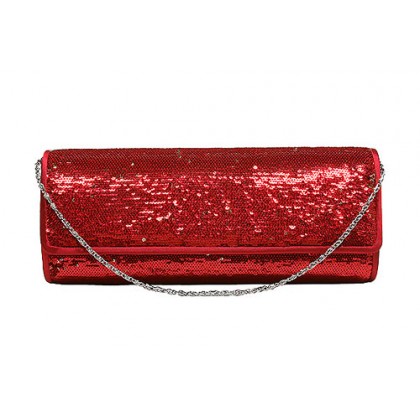 Evening Bag - 12 PCS - Sequined Clutch - Red - BG-90955R